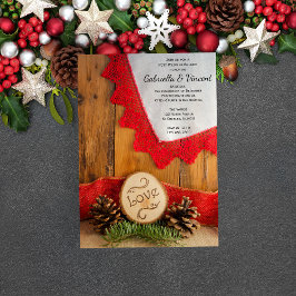 Rustic Pines Red Lace Winter Post Wedding Brunch Kaart