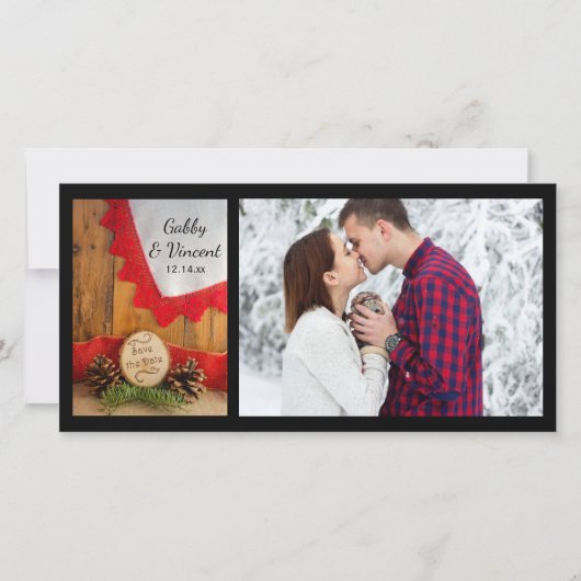 Rustic Pines Red Lace Woods Trouwkaart Uitnodiging (Voorkant)