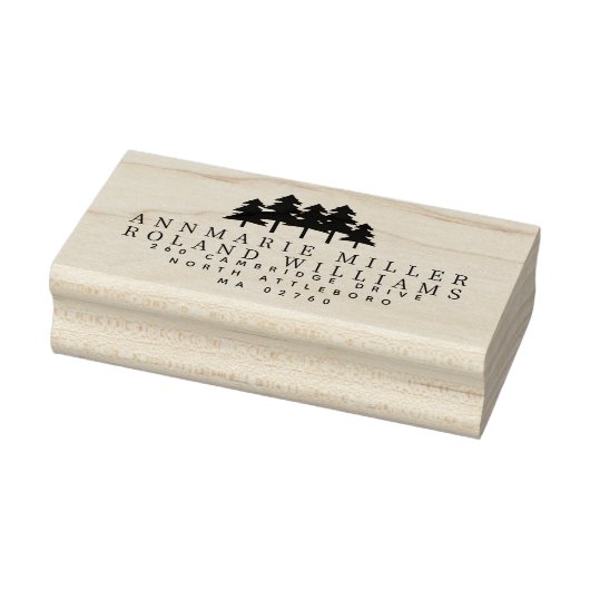Rustic Pines Twee achternamen Retouradres Rubberstempel (Stempel)