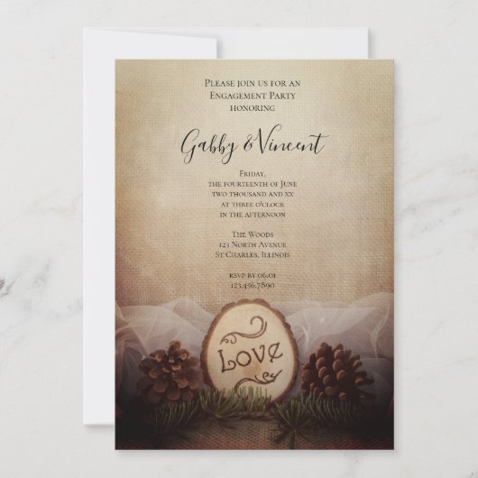Rustic Pines Woodland Engagement Party Kaart (Voorkant)