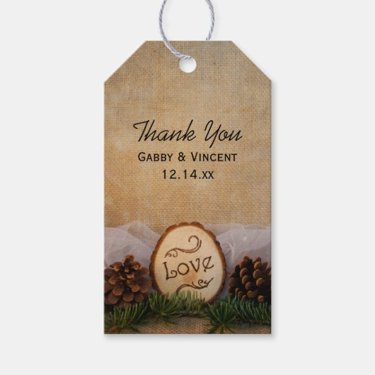 Rustic Pines Woodland Wedding Bedankt voor je favo Cadeaulabel (Voorkant)