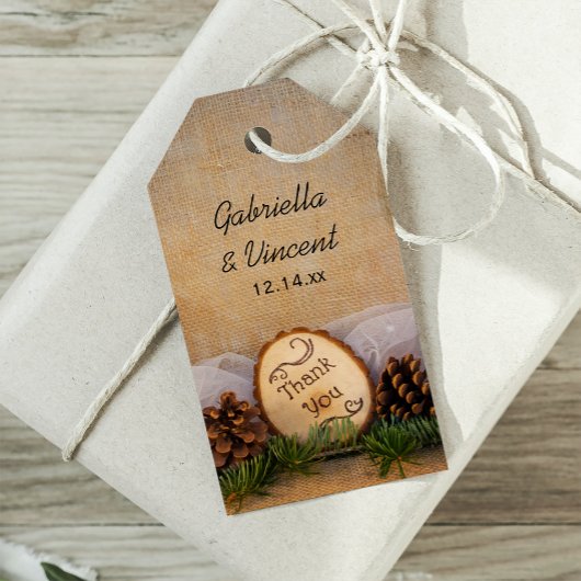 Rustic Pines Woodland Wedding Bedankt voor je favo Cadeaulabel