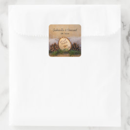 Rustic Pines Woodland Wedding Bedankt voor je favo Vierkante Sticker