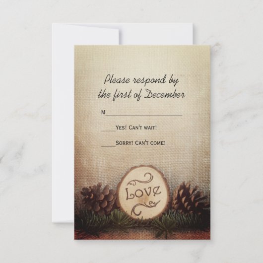 Rustic Pines Woodland Wedding RSVP Reactie Kaartje (Voorkant)