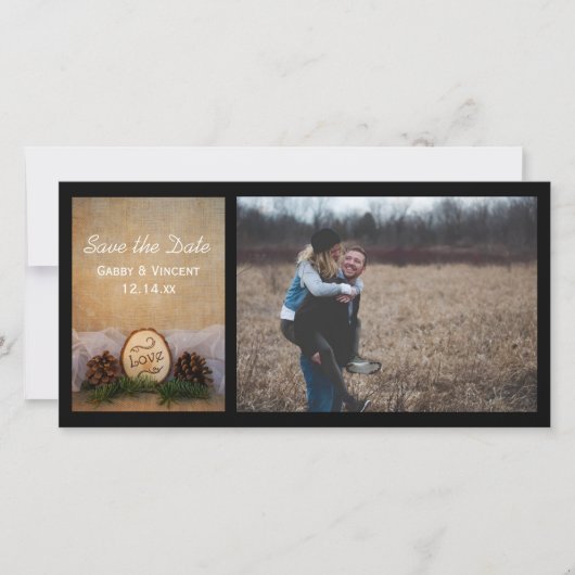 Rustic Pines Woodland Wedding Save the Date (Voorkant)