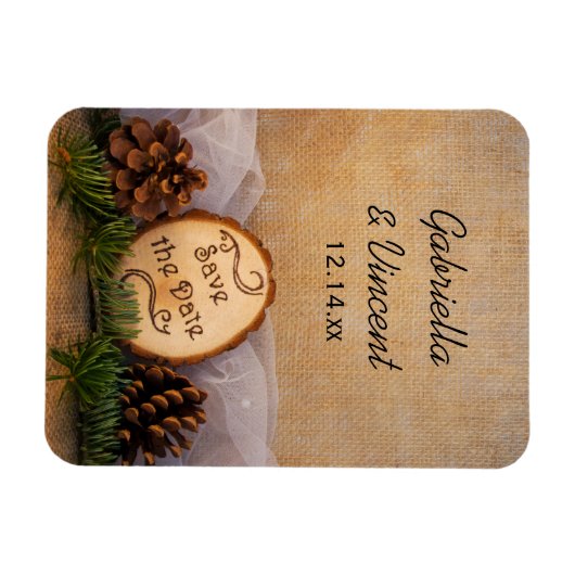 Rustic Pines Woodland Wedding Save the Date Magneet (Horizontaal)