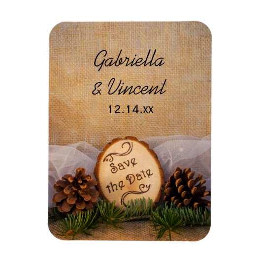 Rustic Pines Woodland Wedding Save the Date Magneet (Verticaal)
