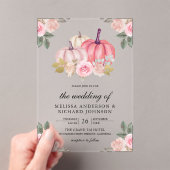Rustic Pink and Gold Pumpkin Floral Wedding Acryl Uitnodigingen (Insitu (Draagbaar))