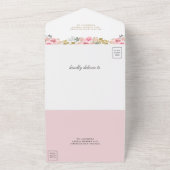 Rustic Pink and Gold Pumpkin Floral Wedding All In One Uitnodiging (Buitenkant)