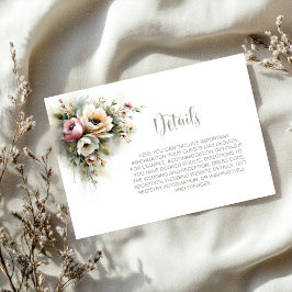 Rustic Pink and Orange Floral Wedding Details Informatiekaartje