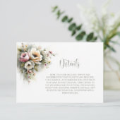 Rustic Pink and Orange Floral Wedding Details Informatiekaartje (Staand voorkant)
