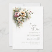 Rustic Pink and OrangeFloral Wedding Save the Date (Voorkant)