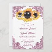 Rustic Pink and Sunflower Wedding Kaart (Voorkant)