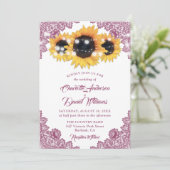Rustic Pink and Sunflower Wedding Kaart (Staand voorkant)
