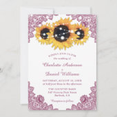 Rustic Pink and Sunflower Wedding Kaart (Voorkant)