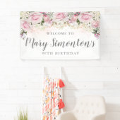 Rustic Pink and White Floral 80th Birthday Spandoek (Insitu)