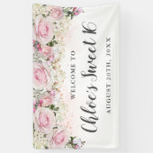 Rustic Pink and White Floral Sweet 16 Party Spandoek (Verticaal)