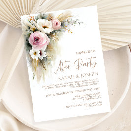 Rustic Pink and White Floral Wedding After Party Kaart