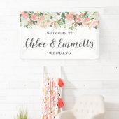 Rustic Pink and White Floral Wedding Banner (Insitu)