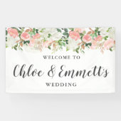 Rustic Pink and White Floral Wedding Banner (Horizontaal)