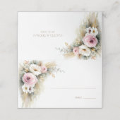 Rustic Pink and White Floral Wedding Place Card Plaatskaartje (Buitenkant ongevouwen)