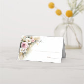 Rustic Pink and White Floral Wedding Place Card Plaatskaartje (Voorkant)
