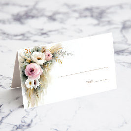 Rustic Pink and White Floral Wedding Place Card Plaatskaartje