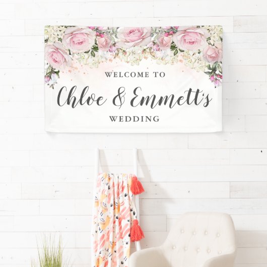 Rustic Pink and White Floral Wedding Spandoek (Insitu)