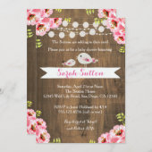 Rustic Pink Baby Bird Girl Shower Kaart (Voorkant / Achterkant)