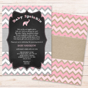 Rustic Pink Baby Sprinkle Invite, baby shower meis Kaart