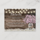 Rustic Pink Baby's Breath Hotel Accommodations Informatiekaartje (Voorkant)
