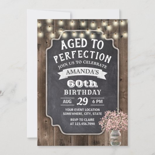 Rustic Pink Baby's Breath Mason Jar 60th Birthday Kaart (Voorkant)