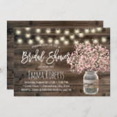 Rustic Pink Baby's Breath Mason Jar Vrijgezellenfe Kaart (Voorkant / Achterkant)
