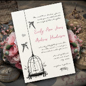 Rustic Pink Birdcage Roos Quartz Wedding Kaart