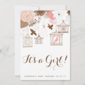 Rustic Pink Birdcages Baby shower Uitnodiging (Achterkant)