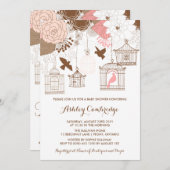Rustic Pink Birdcages Baby shower Uitnodiging (Voorkant / Achterkant)