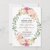 Rustic Pink Blush Floral Bloom repesal Dinner Kaart (Voorkant)