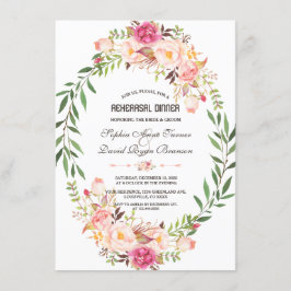 Rustic Pink Blush Floral Bloom repesal Dinner Kaart