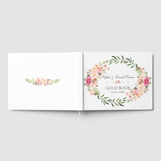Rustic Pink Blush Floral Bloom Wedding Details Gastenboek (Volledig)