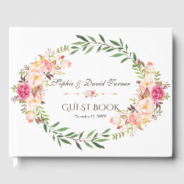 Rustic Pink Blush Floral Bloom Wedding Details Gastenboek