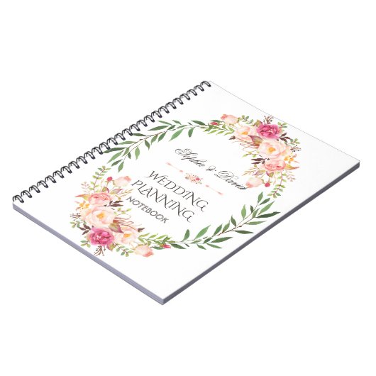 Rustic Pink Blush Floral Bloom Wedding Planner Notitieboek (Linkerzijde)
