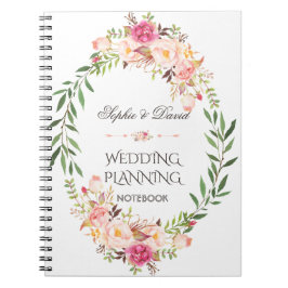 Rustic Pink Blush Floral Bloom Wedding Planner Notitieboek