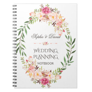 Rustic Pink Blush Floral Bloom Wedding Planner Notitieboek