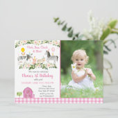 Rustic Pink Boerderij Floral 2e verjaardag Kaart (Staand voorkant)