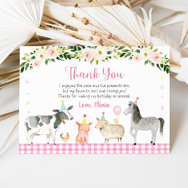 Rustic Pink Boerderij Floral Birthday Bedankkaart