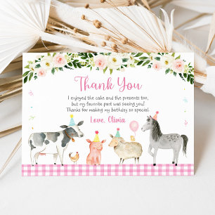 Rustic Pink Boerderij Floral Birthday Bedankkaart