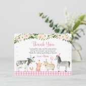 Rustic Pink Boerderij Floral Birthday Bedankkaart (Staand voorkant)