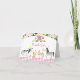 Rustic Pink Boerderij Floral Birthday Bedankkaart