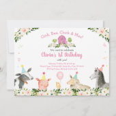 Rustic Pink Boerderij Floral Birthday Kaart (Voorkant)