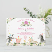 Rustic Pink Boerderij Floral Birthday Kaart (Staand voorkant)